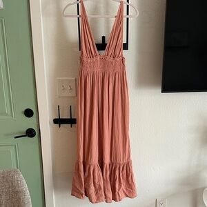 O'Neill Sleeveless Midi Dress in Coral